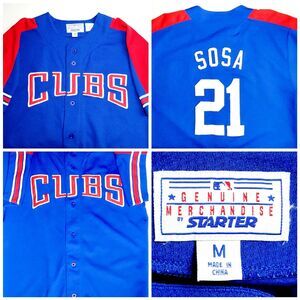 CUBS STARTER STICHED SAMMY SOSA Jersey 1990s MLB #21 CHICAGO Men Sz M Blue EUC!